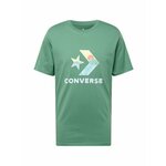 Bombažna kratka majica Converse moški, zelena barva - zelena. Kratka majica iz kolekcije Converse, izdelana iz tanke, elastične pletenine. Model iz izjemno udobne bombažne tkanine.
