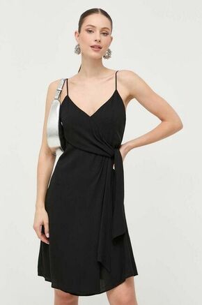 Obleka Armani Exchange črna barva - črna. Obleka iz kolekcije Armani Exchange. Model izdelan iz enobarvne tkanine. Model iz zračne viskozne tkanine.