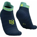 Compressport Pro Racing Socks V4.0 Ultralight Run Low Dress Blues/Eggshell Blue/Green Sheen T4 Tekaške nogavice