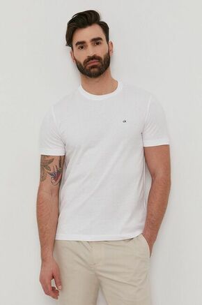 Calvin Klein T-shirt - bela. T-shirt iz zbirke Calvin Klein. Model narejen iz rahlo elastična tkanina.
