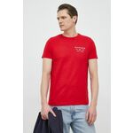 Bombažna kratka majica Tommy Hilfiger rdeča barva - rdeča. Kratka majica iz kolekcije Tommy Hilfiger. Model izdelan iz pletenine. Lahek material, namenjen za toplejše letne čase.