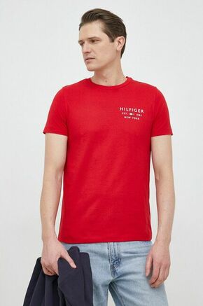 Bombažna kratka majica Tommy Hilfiger rdeča barva - rdeča. Kratka majica iz kolekcije Tommy Hilfiger. Model izdelan iz pletenine. Lahek material