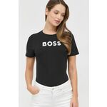 Bombažna kratka majica BOSS črna barva - črna. Kratka majica iz kolekcije BOSS. Model izdelan iz tanke, elastične pletenine. Izjemno udoben material, izdelan iz naravnih vlaken.