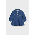 Jeans obleka za dojenčka Mayoral mornarsko modra barva - mornarsko modra. Obleka za dojenčke iz kolekcije Mayoral. Nabran model, izdelan iz jeansa.