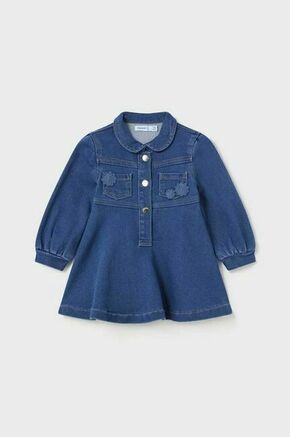 Jeans obleka za dojenčka Mayoral mornarsko modra barva - mornarsko modra. Obleka za dojenčke iz kolekcije Mayoral. Nabran model