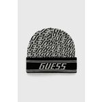 Kapa s primesjo volne Guess siva barva, - siva. Kapa iz kolekcije Guess. Model izdelan iz vzorčaste pletenine.
