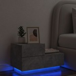 vidaXL Nočna omarica z LED lučkami betonsko siva 70x36x40,5 cm