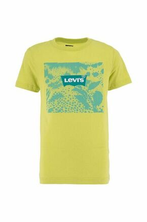 Otroška bombažna kratka majica Levi's zelena barva - zelena. Otroške kratka majica iz kolekcije Levi's. Model izdelan iz tanke
