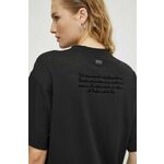 Bombažna kratka majica G-Star Raw ženski - črna. Kratka majica iz kolekcije G-Star Raw, izdelana iz elastične pletenine. Model iz zračne bombažne tkanine.