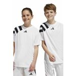 Otroške kratke hlače adidas Performance FORTORE23 SHO Y bela barva - bela. Otroške kratke hlače iz kolekcije adidas Performance, izdelane iz prožnega materiala, ki zagotavlja udobje in svobodo gibanja. Model iz izjemno udobne, zračne tkanine.