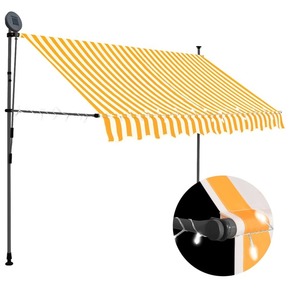 Ročno zložljiva tenda z LED lučmi 250 cm bela in oranžna