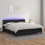 Vidaxl Box spring postelja z vzmetnico LED črna 180x200 cm um. usnje