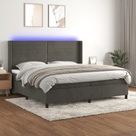 Box spring postelja z vzmetnico LED temno siva 200x200 cm žamet - vidaXL - Siva - 94,69 - 200 x 200 cm - vidaXL