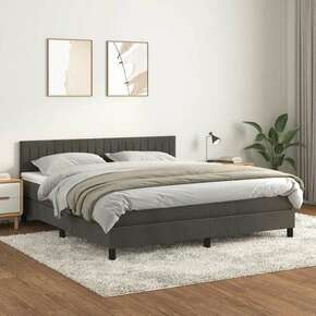 Greatstore Box spring postelja z vzmetnico temno siva 180x200 cm žamet