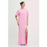 Obleka MSGM roza barva, 3841MDA83.257002 - roza. Obleka iz kolekcije MSGM. Model izdelan iz pletenine s potiskom. Model iz izjemno udobne bombažne tkanine.