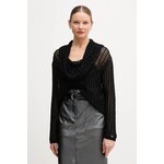 Pulover Tommy Hilfiger ženski, črna barva, WW0WW46762 - črna. Pulover iz kolekcije Tommy Hilfiger. Model izdelan iz tanke pletenine.