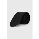 Svilena kravata HUGO črna barva - črna. Kravata iz kolekcije HUGO. Model izdelan iz enobarvne tkanine.