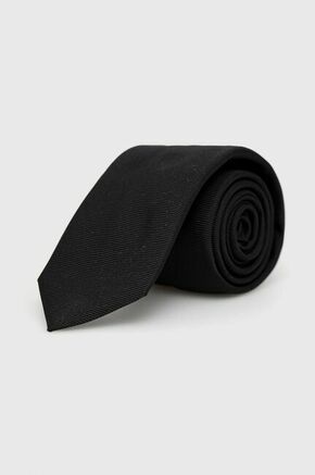 Svilena kravata HUGO črna barva - črna. Kravata iz kolekcije HUGO. Model izdelan iz enobarvne tkanine.