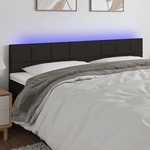 Greatstore LED posteljno vzglavje črno 180x5x78/88 cm blago
