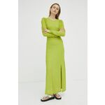 Obleka Gestuz Olava zelena barva - zelena. Obleka iz kolekcije Gestuz. Nabran model, izdelan iz tanke, zelo elastične pletenine. Nežen material, prijeten na dotik.