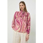 Svilena bluza Luisa Spagnoli vijolična barva - vijolična. Bluza iz kolekcije Luisa Spagnoli, izdelana iz vzorčaste tkanine. Model iz izjemno udobne, zračne tkanine.