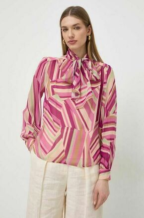 Svilena bluza Luisa Spagnoli vijolična barva - vijolična. Bluza iz kolekcije Luisa Spagnoli