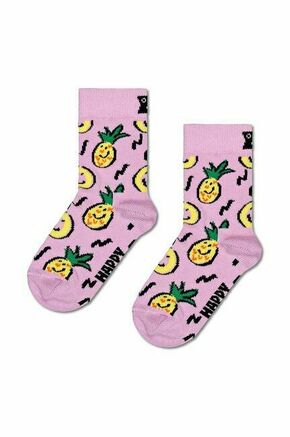 Otroške nogavice Happy Socks Kids Pineapple Sock roza barva - roza. Otroške nogavice iz kolekcije Happy Socks. Model izdelan iz elastičnega