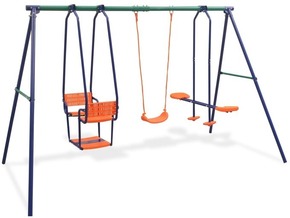 VIDAXL Komplet otroških gugalnic s 5 sedeži oranžne barve