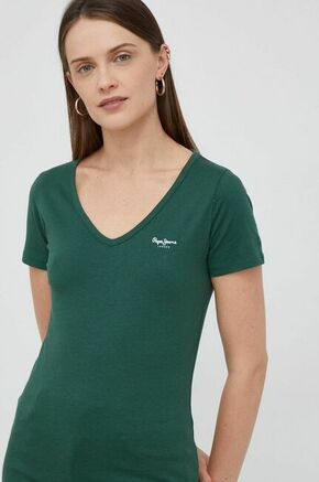 Bombažna kratka majica Pepe Jeans zelena barva - zelena. Kratka majica iz kolekcije Pepe Jeans. Model izdelan iz tanke