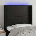 Vidaxl LED posteljno vzglavje črno 103x16x118/128 cm umetno usnje