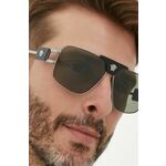 Sončna očala Versace moški, siva barva - siva. Sončna očala iz kolekcije Versace. Model z enobarvnimi stekli in okvirjem iz kombinacije kovine in plastike.