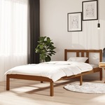 shumee Okvir za posteljo, medeno rjava, masivni les, 90 x 200 cm
