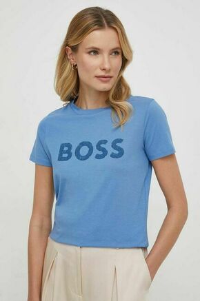 Bombažna kratka majica Boss Orange ženska - modra. Kratka majica iz kolekcije Boss Orange