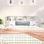 shumee Vzglavje postelje s policami, sijajno belo, 180x19x103,5 cm