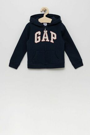 GAP otroški pulover - mornarsko modra. Otroški pulover s kapuco iz zbirke GAP. Model z zadrgo
