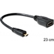 Adapter DELOCK, HDMI Micro-D (M) na HDMI-A (Ž), 23cm, črn