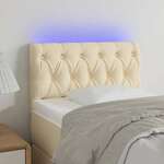 vidaXL LED posteljno vzglavje krem 80x7x78/88 cm blago
