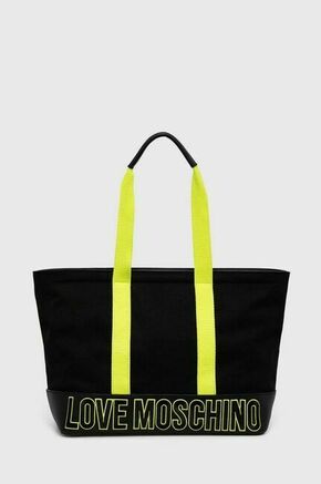 Torbica Love Moschino črna barva - črna. Velika nakupovalna torbica iz kolekcije Love Moschino. Model na zapenjanje