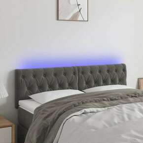 VidaXL LED posteljno vzglavje temno sivo 144x7x78/88 cm žamet