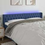 vidaXL LED posteljno vzglavje modro 183x16x78/88 cm blago