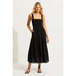 Seafolly obleka bombažna Faithful Midi Dress črna 54865.DR