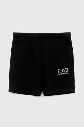 Otroške bombažne kratke hlače EA7 Emporio Armani črna barva - črna. Otroški kratke hlače iz kolekcije EA7 Emporio Armani. Model izdelan iz pletenine.