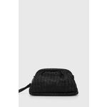 Torbica Sisley črna barva - črna. Majhna torbica iz kolekcije Sisley. Model na zapenjanje, izdelan iz pletenega materiala.