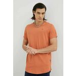 Bombažna kratka majica G-Star Raw rjava barva - oranžna. Kratka majica iz kolekcije G-Star Raw. Model izdelan iz tanke, elastične pletenine.