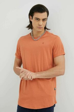 Bombažna kratka majica G-Star Raw rjava barva - oranžna. Kratka majica iz kolekcije G-Star Raw. Model izdelan iz tanke
