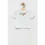 Kratka majica za dojenčka Tommy Hilfiger bela barva - bela. Kratka majica za dojenčka iz kolekcije Tommy Hilfiger. Model izdelan iz pletenine s potiskom. Izjemno udoben material.