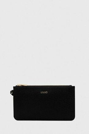 Kozmetična torbica Liu Jo črna barva - črna. Majhna kozmetična torbica iz kolekcije Liu Jo. Model izdelan iz ekološkega usnja.