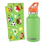Skip hop Steklenica z nalepkami s slamico z ustjem iz nerjavečega jekla zelena 380 ml, 4r+