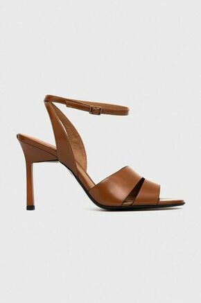 Usnjeni sandali Calvin Klein GEO STIL SANDAL 90HH rjava barva