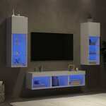 Vidaxl Komplet TV omaric LED 5-delni bel inženirski les
